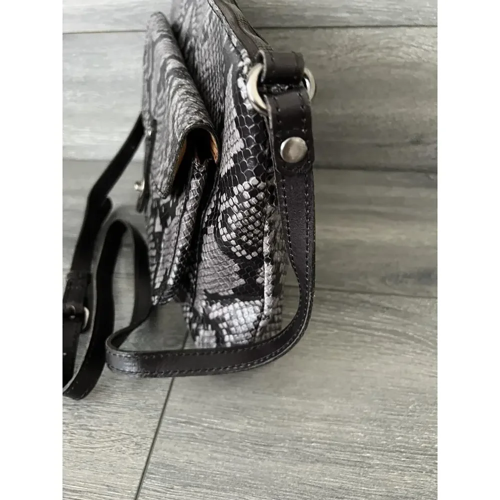 Patricia Nash Leather Kenilworth Crossbody Smoke Python Bag A551744